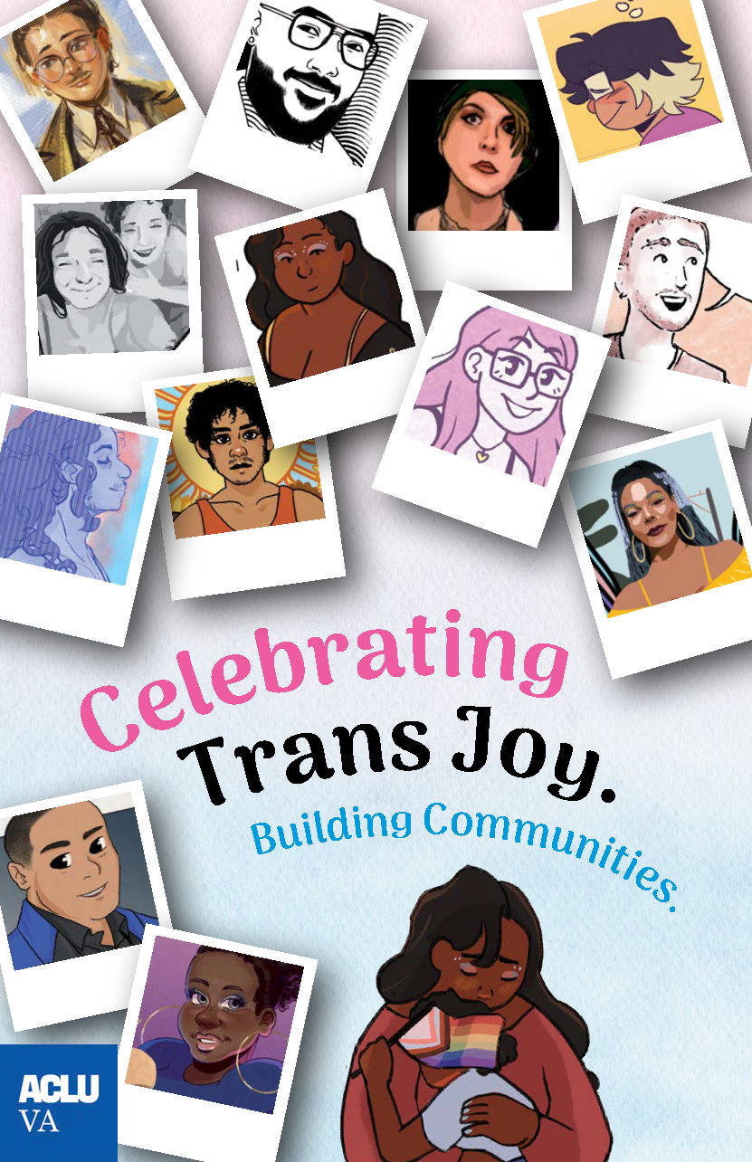 Celebrating Trans Joy zine cover with comic art of multiple artists and storytellers